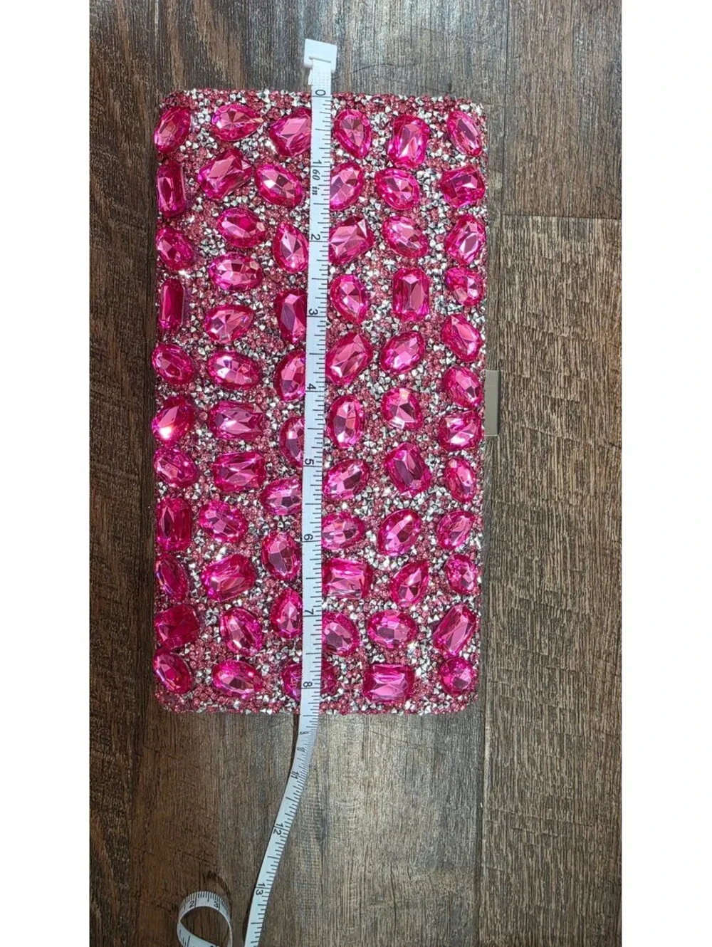 Elegant Pink Rhinestone Clutch Evening Bag Sparkling Hard Case